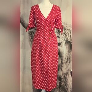 Red Polka Dot Midi Dress